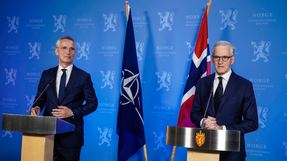 Natos generalsekreterare Jens Stoltenberg och Norges statsminister Jonas Gahr Störe.