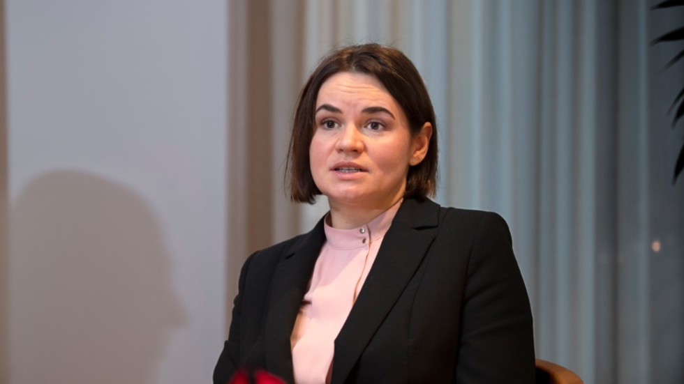 Den belarusiska oppositionsledaren Svetlana Tichanovskaja under ett besök i Stockholm i november 2021.