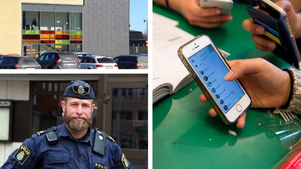 Områdespolisen Erik Johansson och hans kollegor har i dagsläget flera pågående ärenden, kopplade till sociala medier, vid Värgårdsskolan i Kisa 