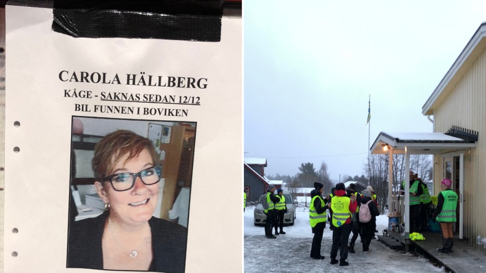 Carola, 53, försvann den 12 december. Helgen 19–20 december sökte ca 300 personer efter henne i Boviken med omnejd och över 7000 personer har gått med i Facebookgruppen ”Carola är försvunnen”