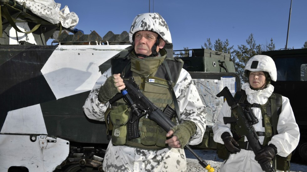 En finsk stridsgrupp förstärker den svenska brigaden vid arméövningen Northern Wind i östra Norrbotten 2019. Arkivbild