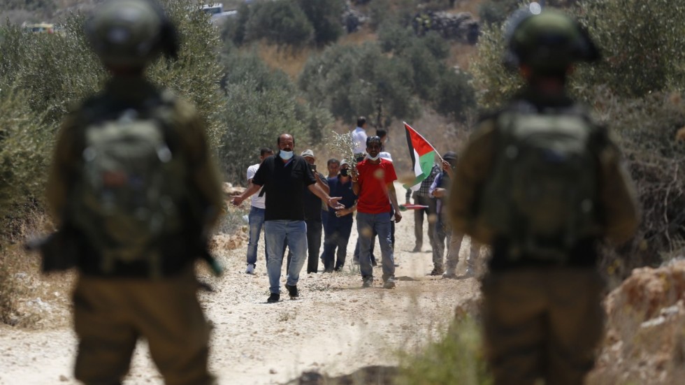 Palestinska protester i Västbanken.