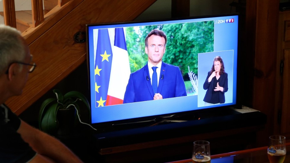 Frankrikes president Emmanuel Macron talade i ett tv-sänt tal till nationen under onsdagskvällen.