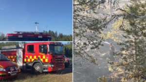Skogsbranden norr om Gamleby släckt • Insatsen har pågått hela natten • TV: Se när helikoptrarna vattenbombar
