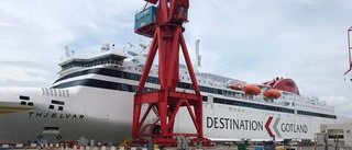 Här är nya Gotlandsfärjan Thjelvar vid varvet i Kina