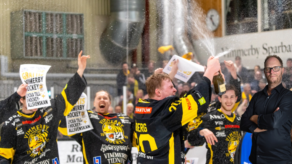 Vilt firande. I lördags säkrare Vimmerby Hockey spel i Allsvenskan.    