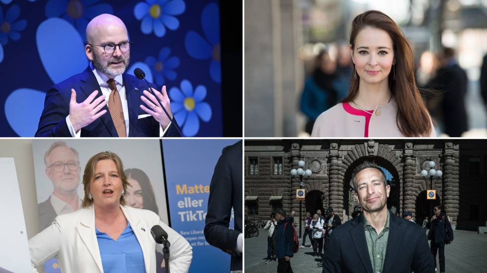Toppkandidaterna i EU-valet för Sverigedemokraterna, Kristdemokraterna, Liberalerna och Moderaterna.