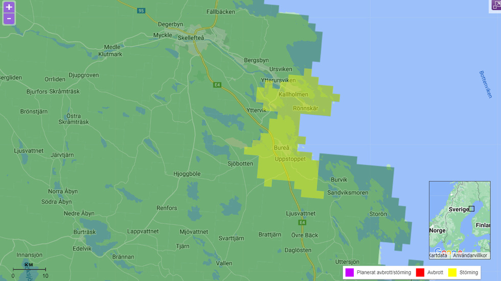 Bad coverage map from Telia. 