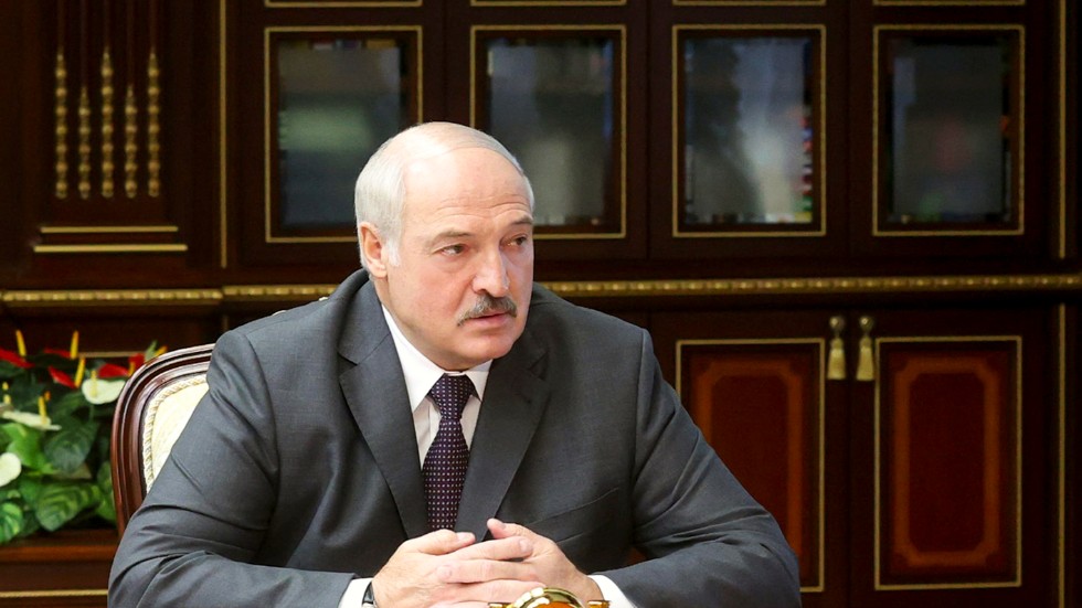 Belarus president Aleksandr Lukasjenko under ett ministermöte i Minsk den 2 augusti.