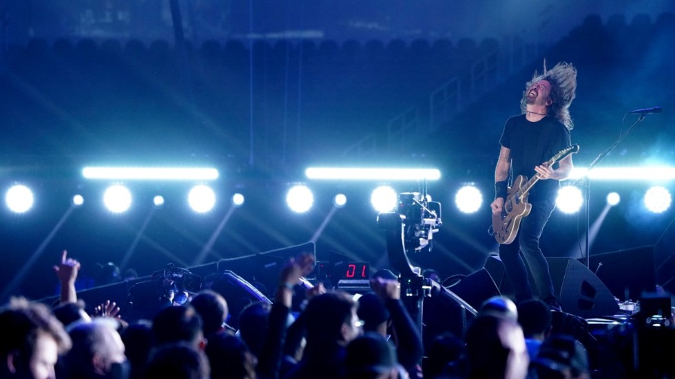 Dave Grohl och Foo Fighters vid en tidigare konsert. Arkivbild.