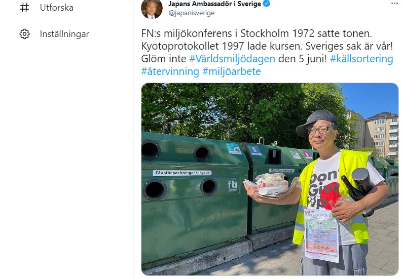 Japans ambassadör i Sverige, Shigeyuki Hiroki, har gjort ett fascinerande positivt avtryck i sociala medier. Att försöka förstå olikheter och söka likheter är ett i vår tid underskattat sätt att hantera det främmande. 