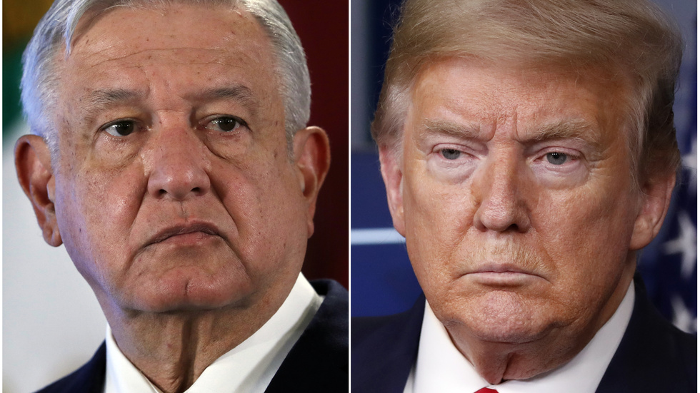 Mexikos president Andrés Manuel López Obrador och USA:s president Donald Trump möts för första gången. Montage.