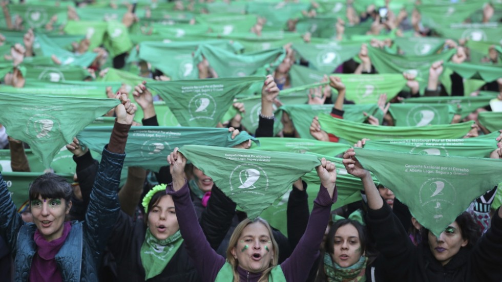 "Den gröna vågen", rörelsen som kämpat för rätten till abort i Argentina. Här från en demonstration 2019.
