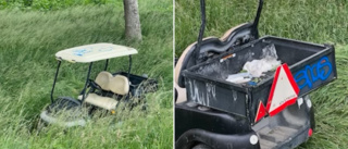Stulna golfbilen hittades – kvaddad och vandaliserad