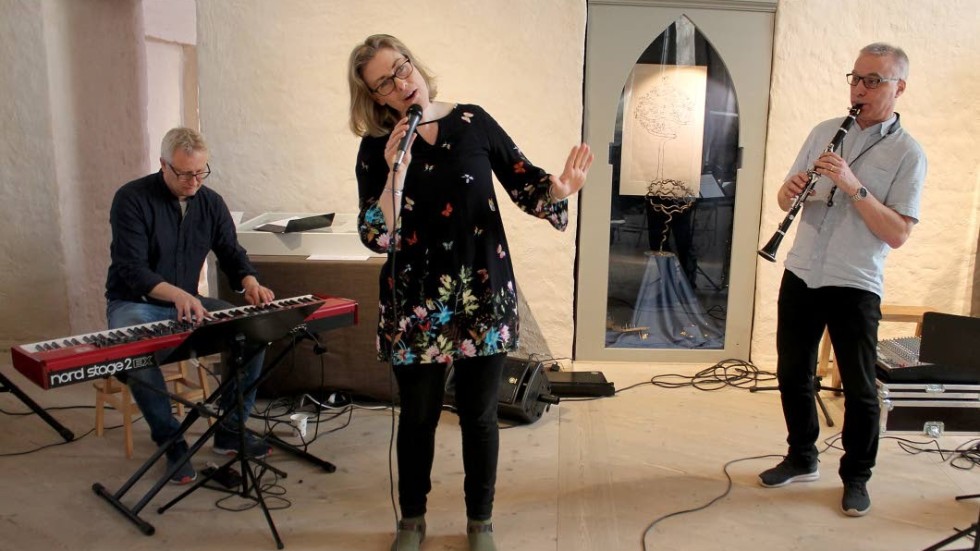 Lena Åkesson med musikerna Niklas Hakegård, keyboard och Hans  Åkesson, klarinett och saxofon, ger en konsert i Karl IX:s sal i Linköpings slotts- och domkyrkomuseum på lördag.