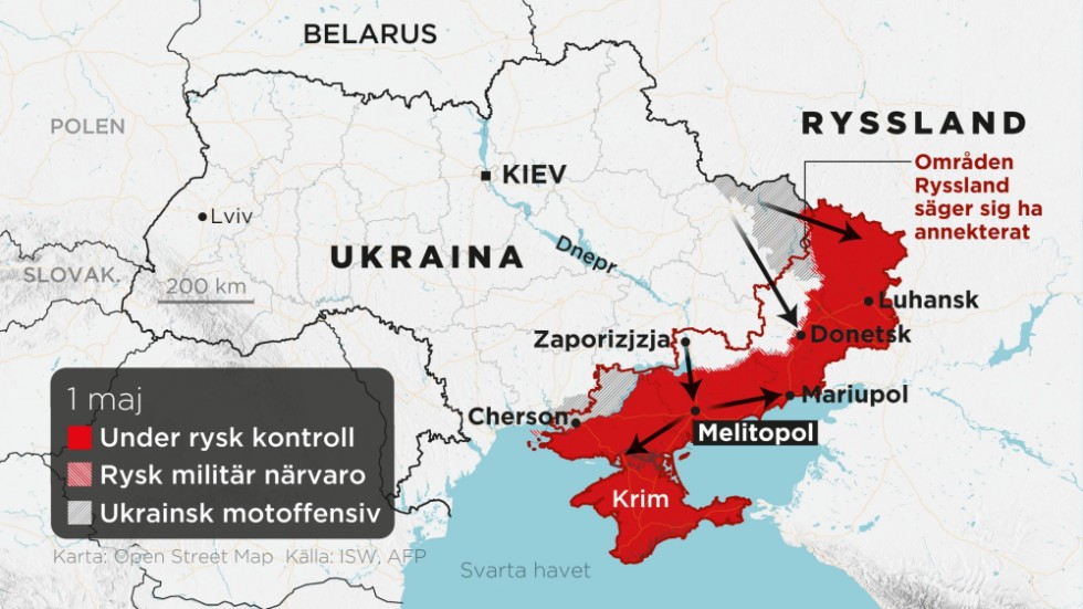 Olika scenarier för den ukrainska offensiven.