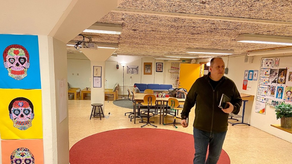 Peterslundsskolans skyddsrum används till vardags som lektionssal. "Men det ska kunna iordningställas på 48 timmar", säger Jonas Karlsson på Kustbostäder.