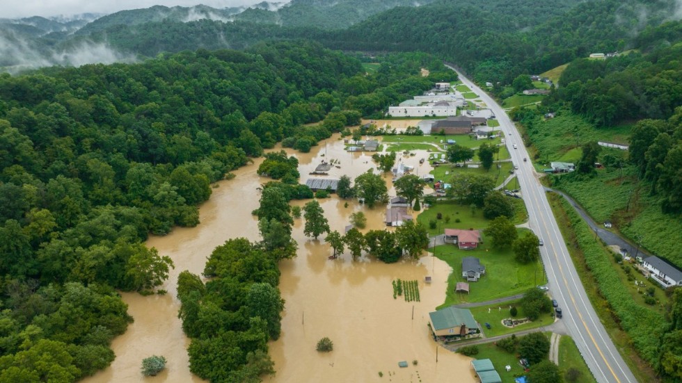 Bostäder under vattnet i närheten av Quicksand i Kentucky.