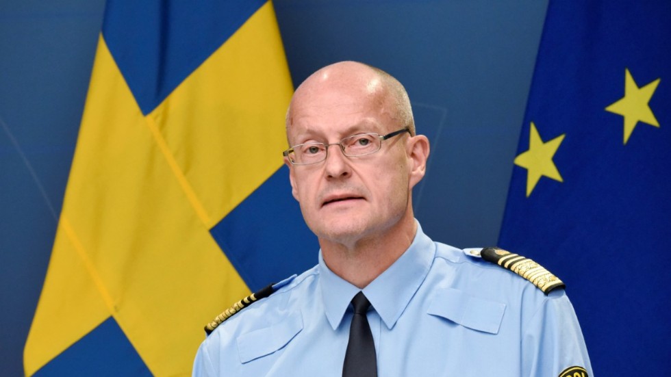 Regionpolischef Mats Löfving ger en lägesbild om skjutningar och gängkriminalitet, vid en pressträff i Rosenbad.