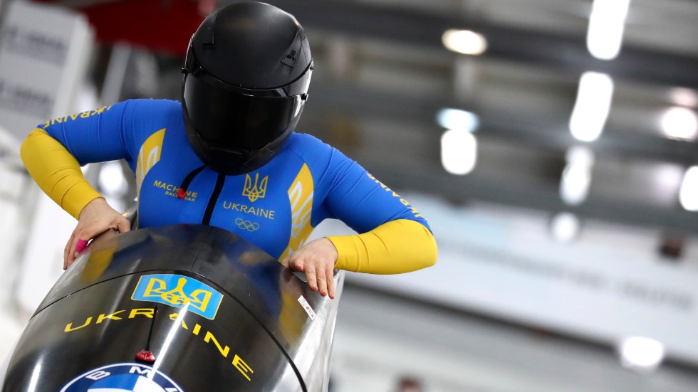 Ukrainas bobåkare Lidiia Hunko har stängts av efter ett positivt dopningsprov. Här tävlingar hon i VM 2021.