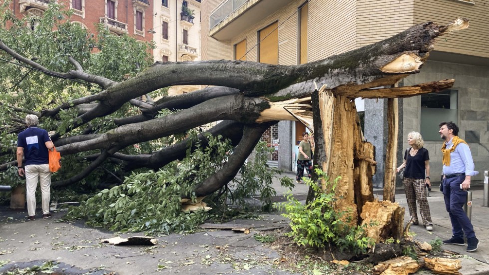 Även Milano har drabbats av de kraftiga ovädren i norra delarna av Italien.