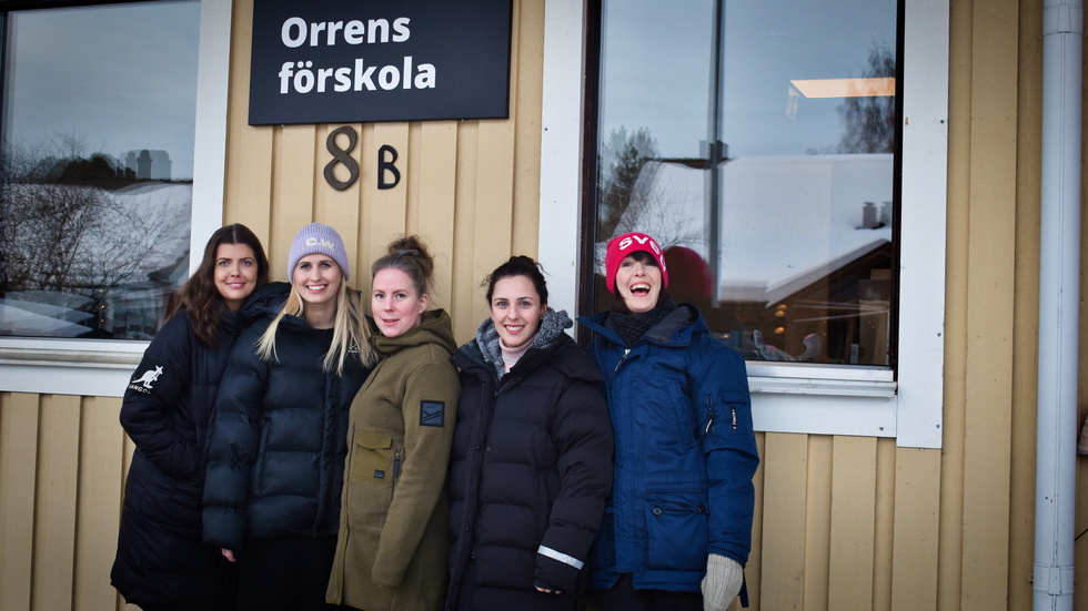 Preschool staff. From left: Anna Strömberg, Linda Larsson, Johanna Steinvall, Silay Aslan, Sara Berglund.