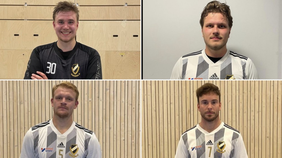 Rimforsa IF har fått in fem nya spelare inför innebandysäsongen. Fr.v: Nils Nekby, Robert Åström, Eric Sääf och Viktor Magnusson.