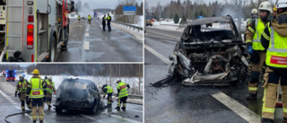 Trafikolycka nära Gullringen – bil började brinna