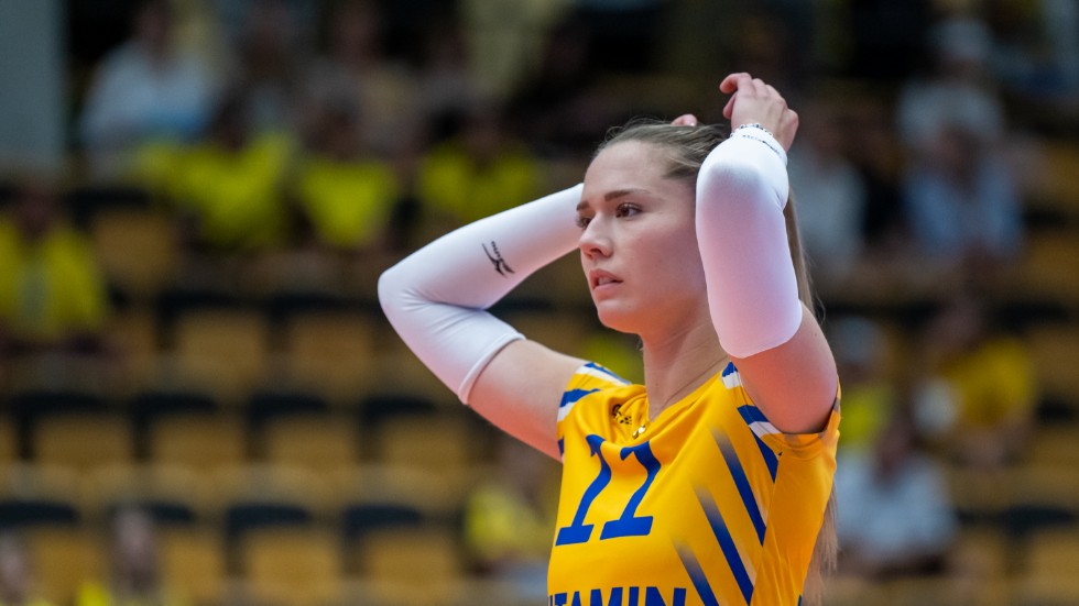 Sverige, och Alexandra Lazic, förlorade mot Tjeckien i volleyboll-EM. Arkivbild.
