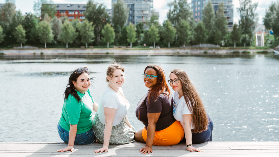 
Från vänster till höger: GGI:s lokala volontärer Vanessa Hernandez, Kimberly Duysens-Friquet, Shaneika Kat Jeffrey och Hannelore Normark.