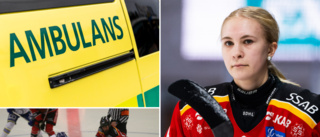 Otäck skada i LF Arena - ambulansen in på isen 