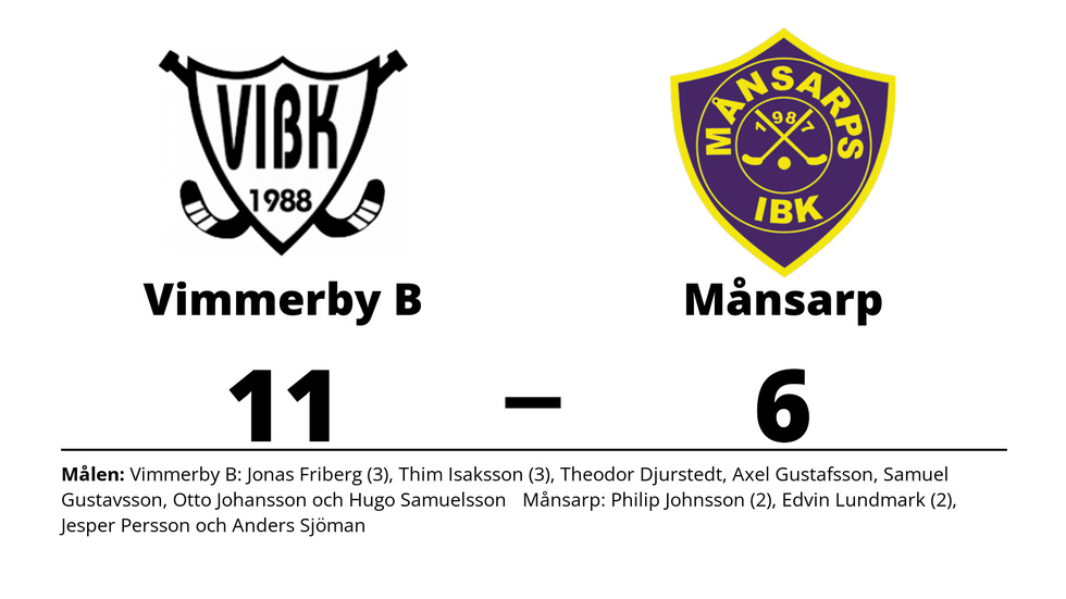 Vimmerby IBK B vann mot Månsarp IBK