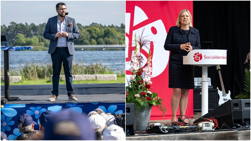 Jimmie Åkesson var angelägen om att betona sin opposition mot delar av regeringspolitiken. Magdalena Andersson var angelägen om att betona sin opposition mot "höger- och regeringspartiet" SD.