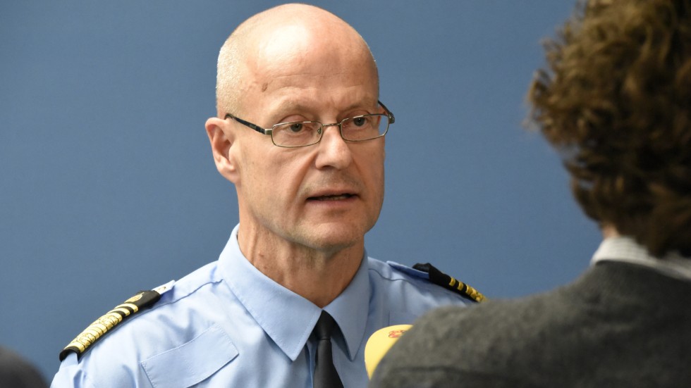 Regionpolischef Mats Löfving vid en pressträff i oktober 2021. Arkivbild.