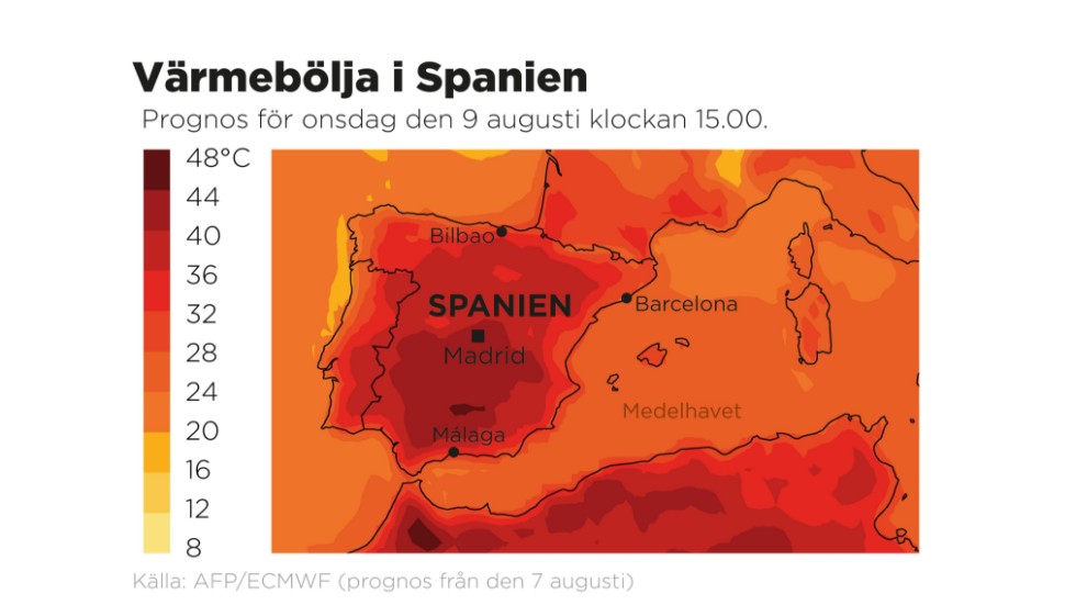 Prognosen för onsdag den 9 augusti.