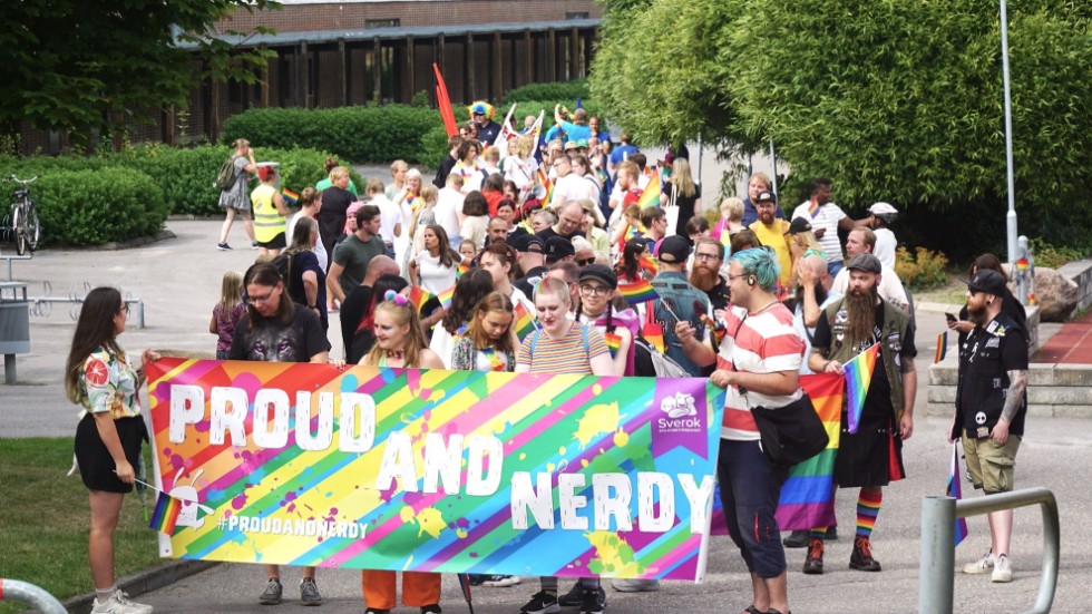 Pride Finspångs paradstart 2022. I år blir det parad och festival den 2 september. 