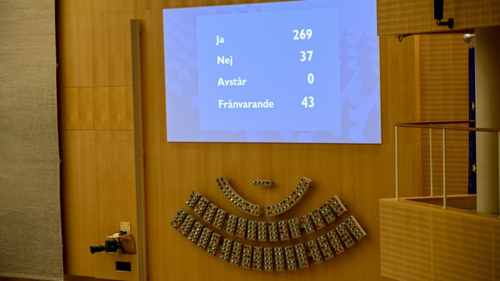 Resultatet från omröstningen om Natomedlemskapet i riksdagen.