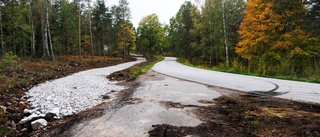 Här pågår bygget av nya cykelvägen