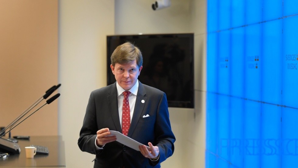 STOCKHOLM 20181219
Riksdagens talman Andreas Norlén (M) håller pressträff om regeringsbildningen i riksdagens presscenter.
Foto: Anders Wiklund / TT kod 10040