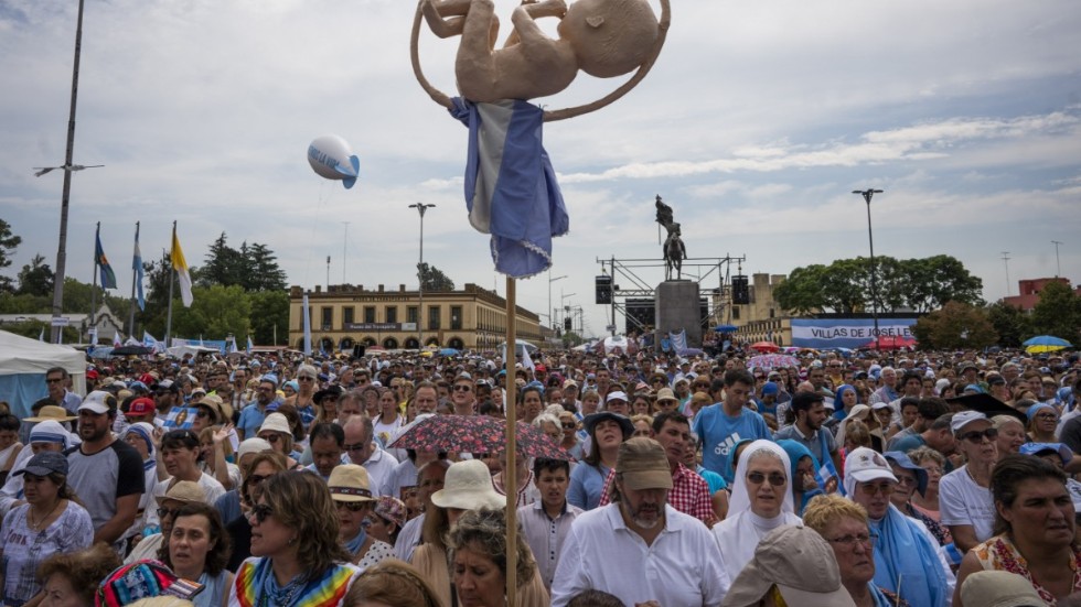 Abortmotståndare i Argentina vid en samling i våras.