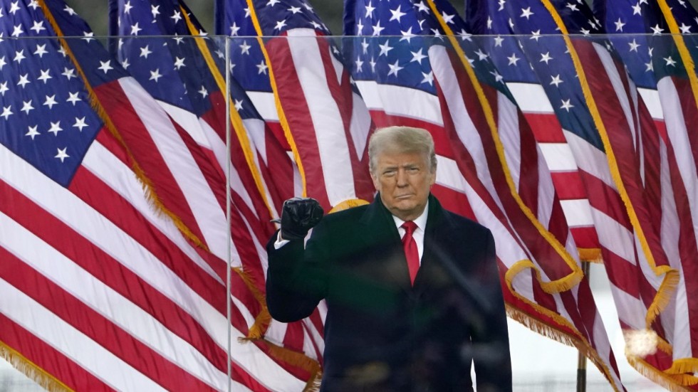 USA:s president Donald Trump under ett framträdande i onsdags, före våldsamheterna i Washington DC.
