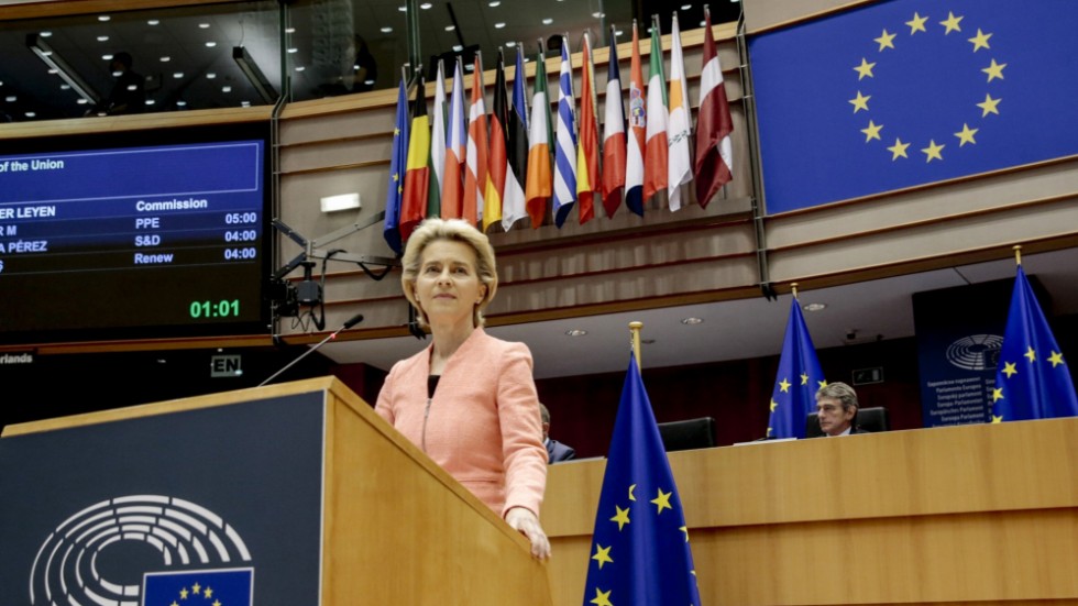 EU-kommissionens ordförande Ursula von der Leyen höll sitt linjetal under onsdagen.