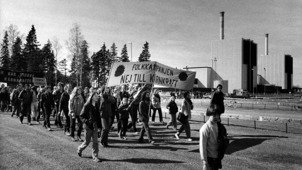 Demonstrationer inför kärnkraftsomröstningen 1980.