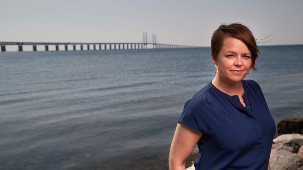 Katrin Stjernfeldt Jammeh, (S) kommunstyrelsens ordförande vid Öresundsbron på svenska sidan.