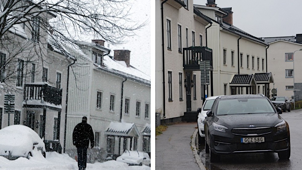 Bilden till vänster är från december 2012. Det var senast vi hade en vit jul i Vimmerby, enligt SMHI. Till höger en bild för hur det troligen kommer att se ut på Julafton 2020.