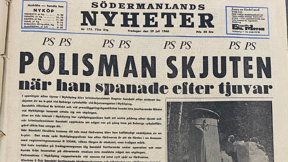 Redan på morgonen, samma dygn som polisen Ragnar Sandahl skjöts med en K-pist kunde SN-läsaran ta del av nyheten.