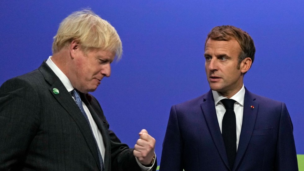 Storbritanniens premiärminister Boris Johnson och Frankrikes president Emmanuel Macron. Arkivbild.