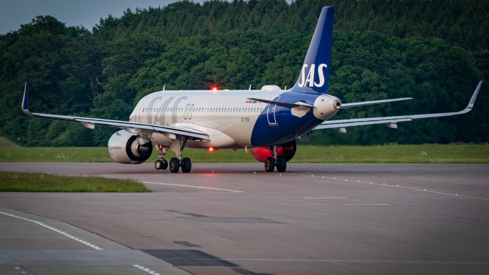 Ett SAS-plan på väg att lyfta från Sturups flygplats (nuvarande Malmö Airport). Arkivbild.