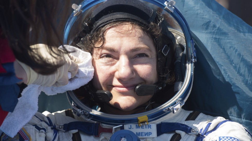 Den svenskamerikanska astronauten Jessica Meir vid landningen i april 2020 i Kazakstan efter att ha tillbringat 205 dagar på rymdstationen ISS. Arkivbild.