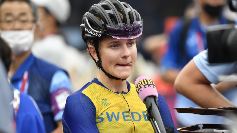 Jenny Rissveds efter OS-loppet i mountainbike där hon slutade på 14:e plats.